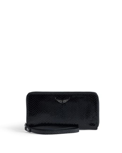 Portefeuille compagnon glossy wild embossé Zadig & Voltaire en coloris Black