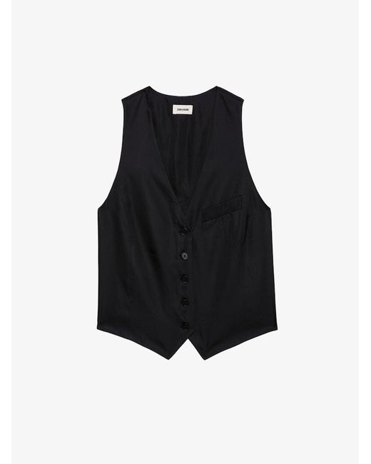Zadig & Voltaire Black Emaux Satin Waistcoat