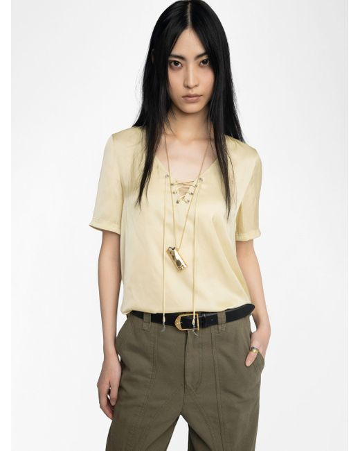 Top terzo satin Zadig & Voltaire en coloris Natural