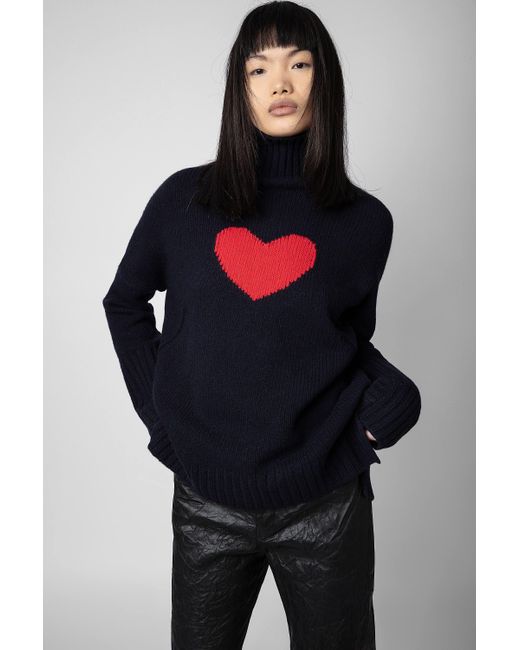 Zadig & Voltaire Alma Amour Oversize Turtleneck Sweater- Grey