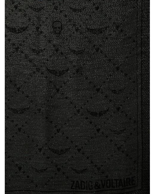 Zadig & Voltaire Black Patterned Jacquard Rectangular Signature Scarf