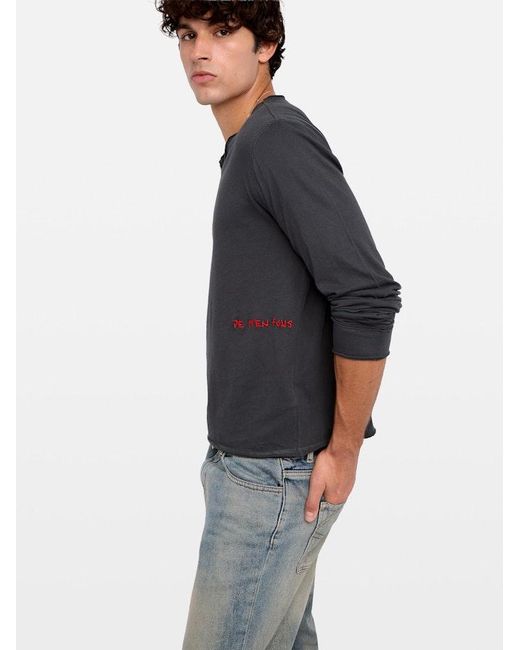 Zadig & Voltaire Blue Monsatir Henley T-Shirt for men
