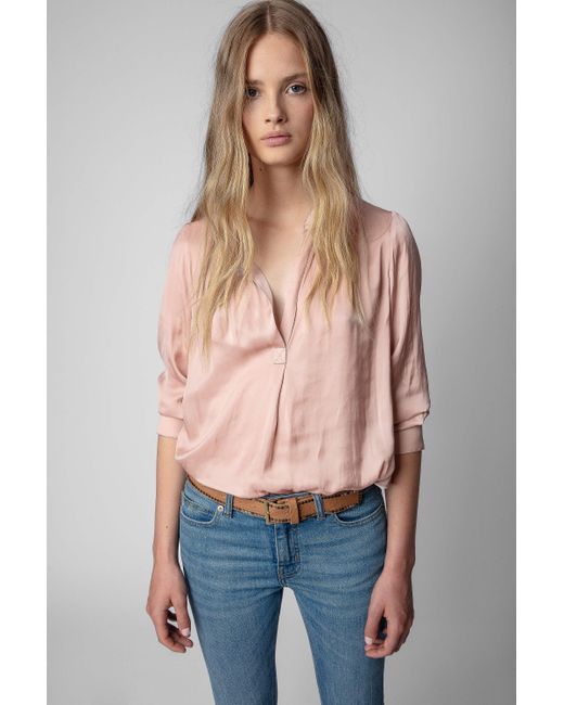 Zadig & Voltaire Satin Tink Shirt in Pink | Lyst