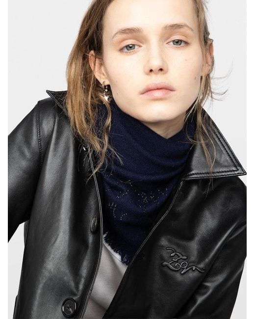 Zadig & Voltaire Blue Mini Stevie Strass Western Scarf