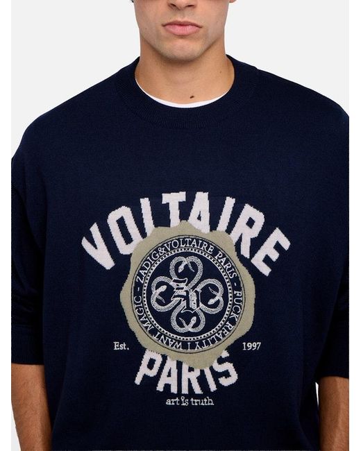 Zadig & Voltaire Blue Jumper Swonny 100% Wool for men