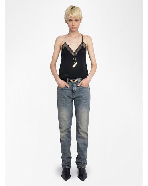 Top Lencero Christy 100% Seda Zadig & Voltaire de color Blue