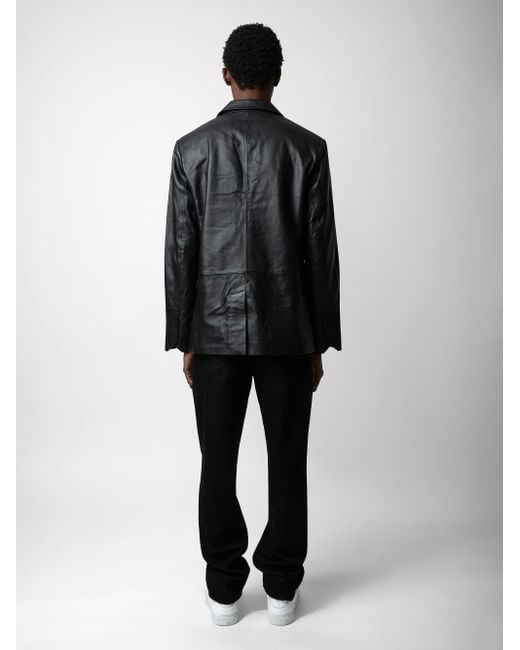 Zadig & Voltaire Black Valfried Leather Blazer for men