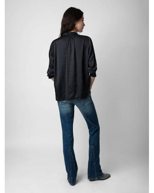 Zadig & Voltaire Black Tink Satin Tunic Blouse