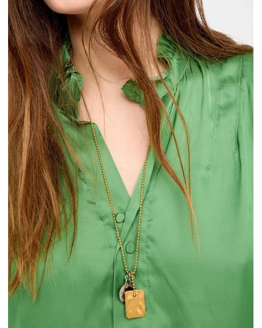 Zadig & Voltaire Green Topher Satin Top