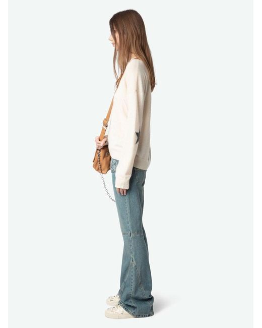Zadig & Voltaire White Cici Patch Cashmere Sweater