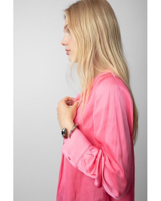 Zadig & Voltaire Pink Tink Emerald Satin Blouse