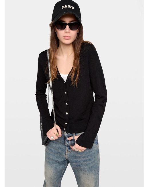 Zadig & Voltaire Black Cardigan Jemma 100% Merino Wool