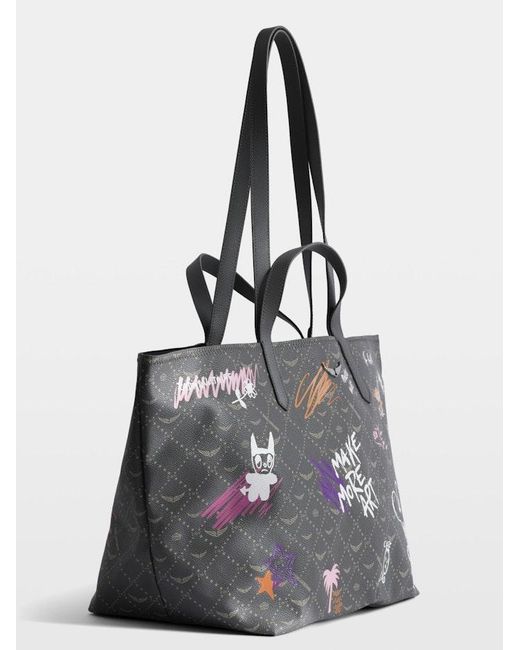 Zadig & Voltaire Black Z Shopper Xl Monogram Tag Bag