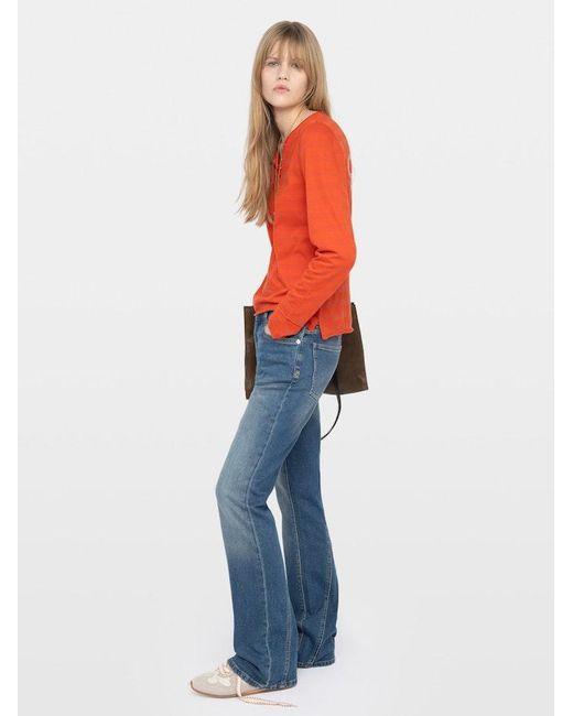 Zadig & Voltaire Red Henley T-Shirt