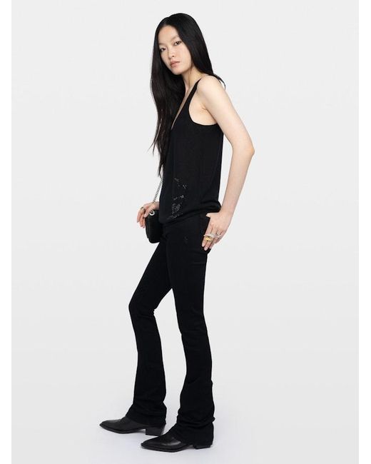 Zadig & Voltaire Black Tank Top Lee 100% Cashmere