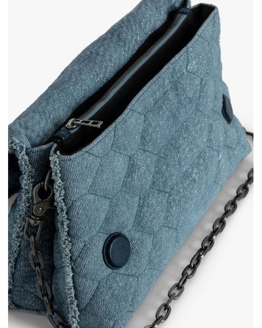 Zadig & Voltaire Blue Rocky Denim Glitter Quilted Bag