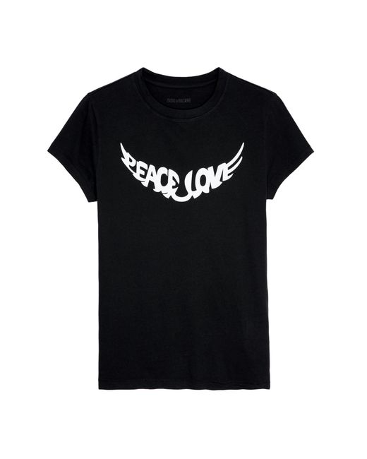 Zadig & Voltaire Black T-Shirt Walk Peace & Love