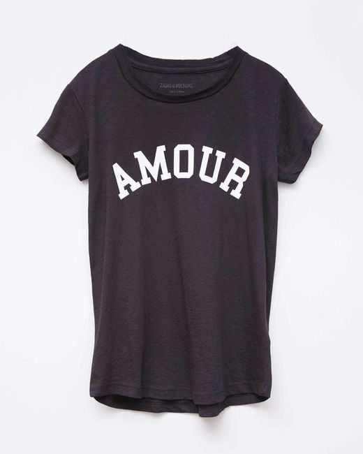 Zadig & Voltaire Synthetic Skinny Amour Print T-shirt in Black - Lyst