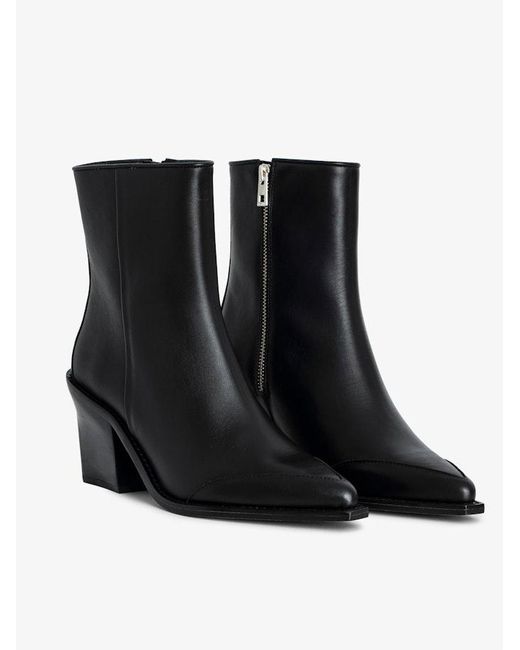 Zadig & Voltaire Black Cara Pointed-Toe Leather Ankle Boots