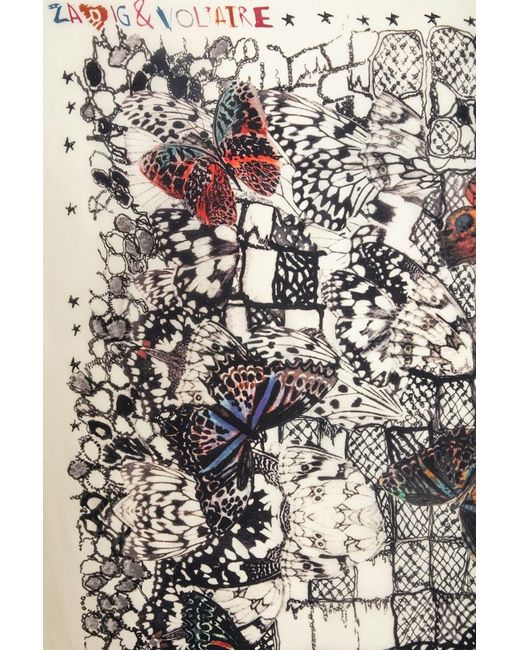 Zadig & Voltaire Multicolor Blondie Butterfly Lace 130 Scarf