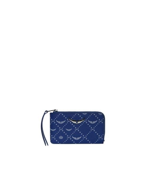 Zadig & Voltaire Blue Zv Card Monogram Card Holder
