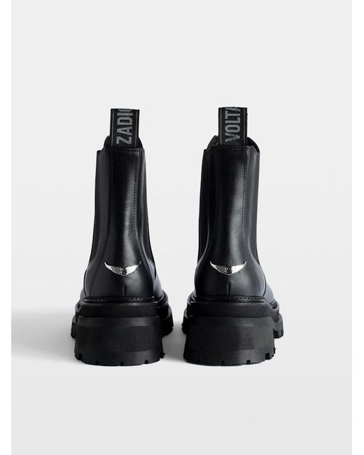 Zadig & Voltaire Black Ride Logo-Plaque Leather Chelsea Boots