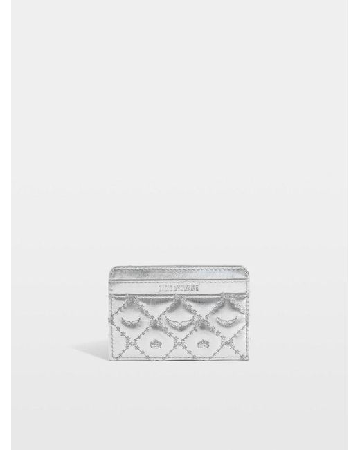 Zadig & Voltaire White Card Holder Zv Pass Monogram Metal