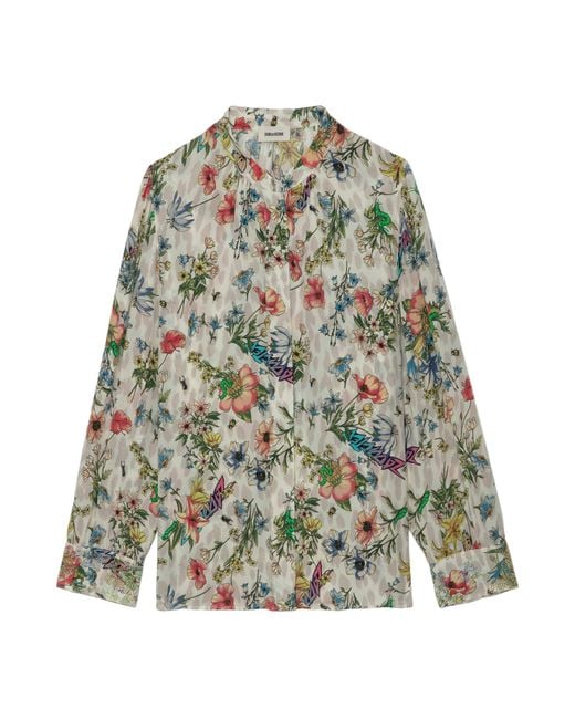 Zadig & Voltaire Green Tadeo Diamanté Silk Blouse
