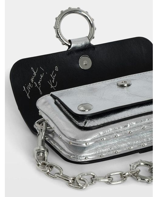 Zadig & Voltaire Gray Kate Wallet Vintage Metal Bag