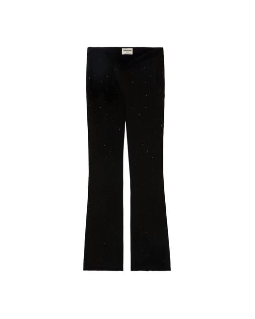 Pantalon poxy strass soie Zadig & Voltaire en coloris Black