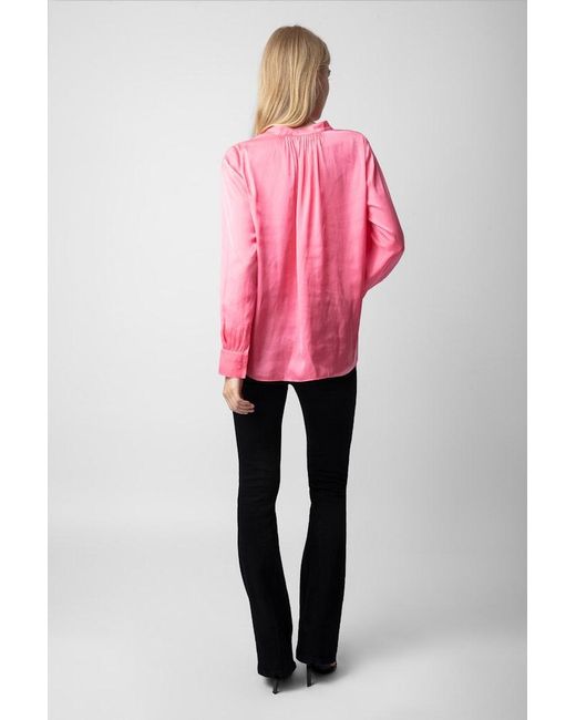 Zadig & Voltaire Pink Tink Emerald Satin Blouse