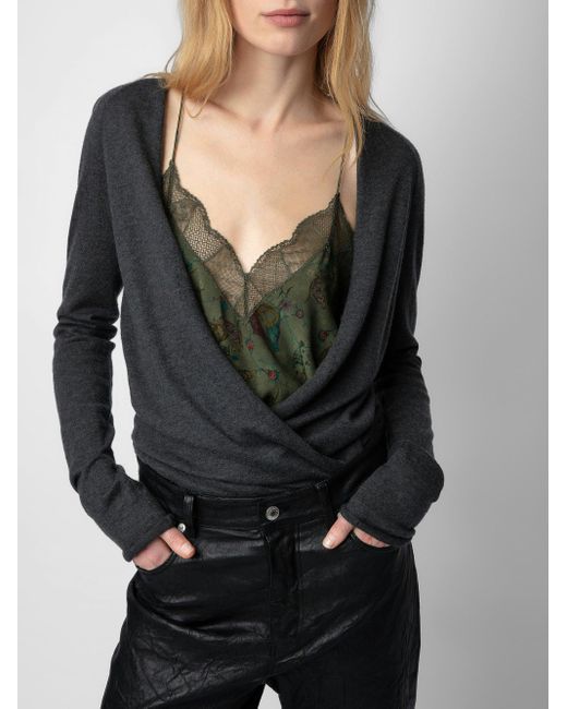 Zadig & Voltaire Black Daffy Wings Cardigan 100% Cashmere