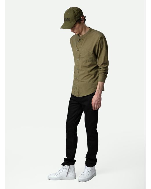 Zadig & Voltaire Green Thibault Band Collar Shirt for men