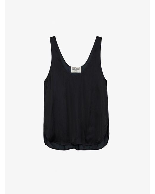 Zadig & Voltaire Black Carys Satin Top