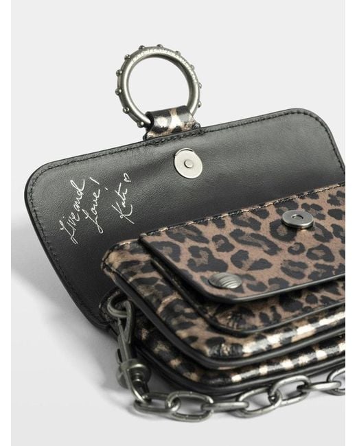 Zadig & Voltaire Black Kate Wallet Metal Leopard Bag
