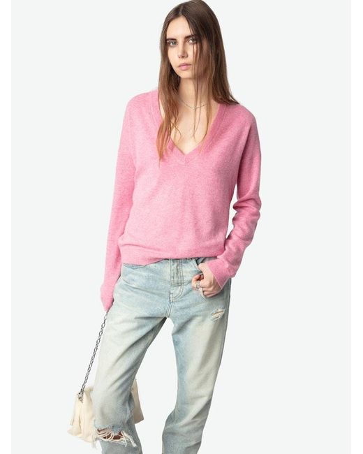 Zadig & Voltaire Pink Vivi Patch Jumper 100% Cashmere