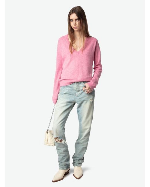 Zadig & Voltaire Pink Vivi Patch Jumper 100% Cashmere