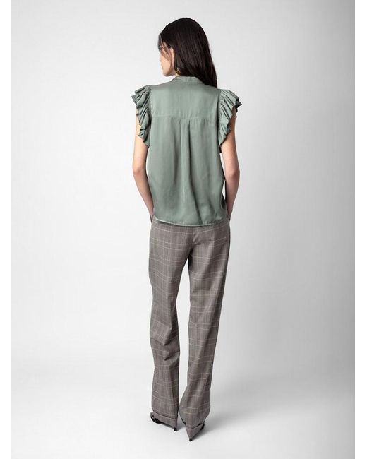 Zadig & Voltaire Green Tiza Satin Top