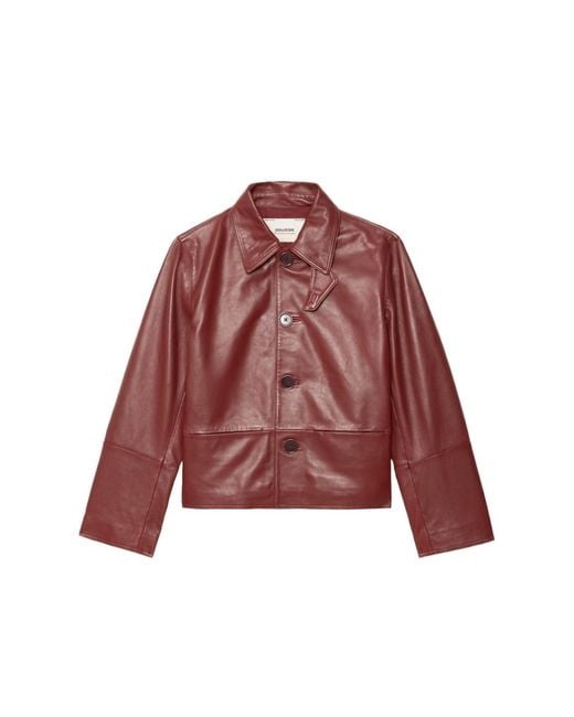 Zadig & Voltaire Red Lessa Leather Jacket