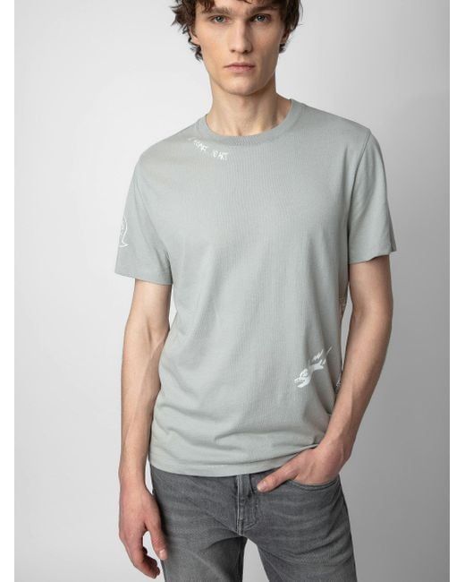 Zadig & Voltaire Gray Ted Tag T-shirt for men
