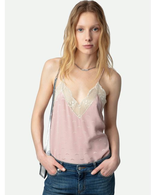 Zadig & Voltaire Pink Christy Silk Jacquard Camisole