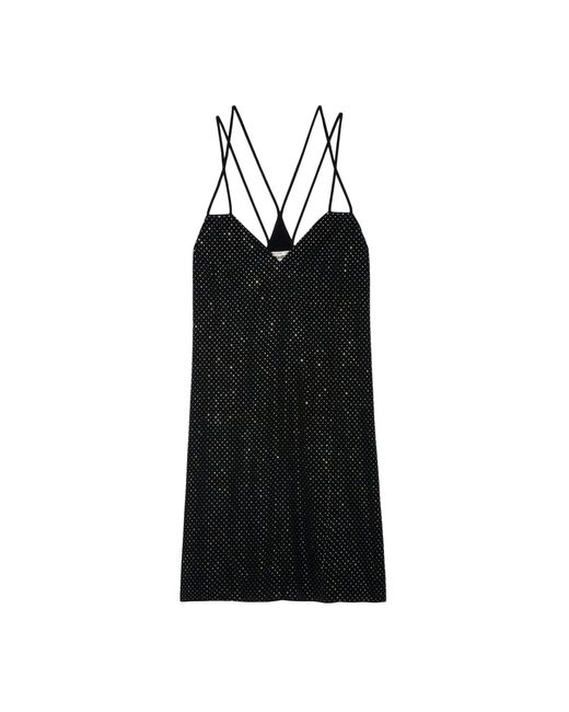 Zadig & Voltaire Black Rohana Diamante-embellished Silk Mini Dress