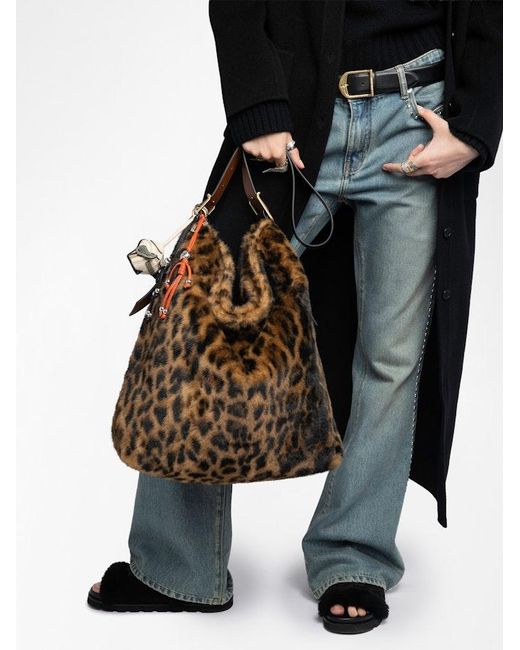 Zadig & Voltaire Brown Jane Hobo Xl Leopard Bag