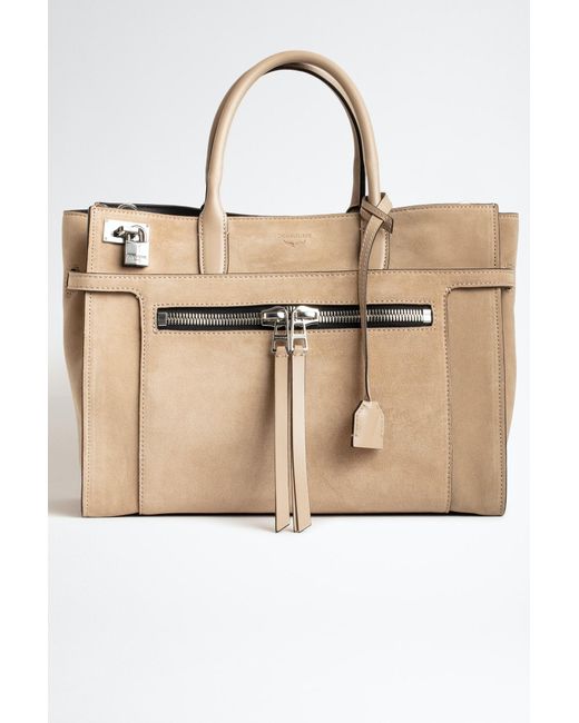 Sac Candide Large Zip Suede Zadig & Voltaire en coloris Neutre | Lyst