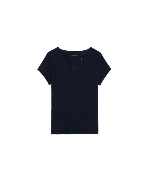 Zadig & Voltaire Blue Henley T-Shirt
