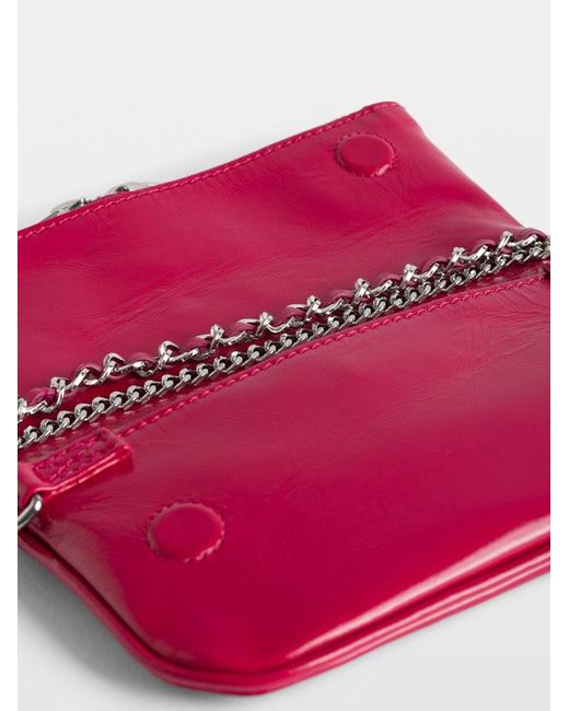 Zadig & Voltaire Pink Rock Mini Vintage Patent Clutch