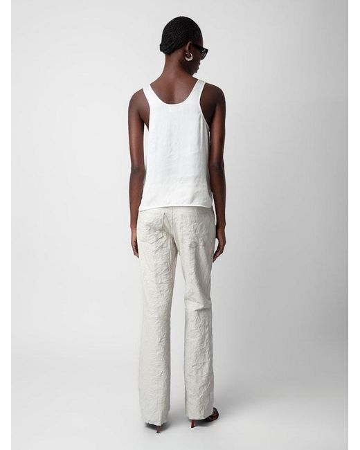 Zadig & Voltaire White Carys Satin Top