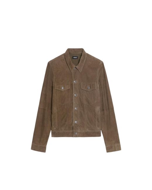 Zadig & Voltaire Brown Jacket Bases Suede Leather for men