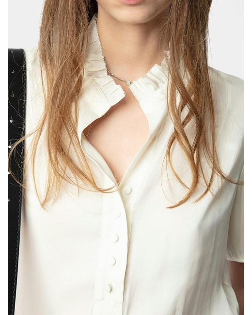 Zadig & Voltaire White Topher Satin Top