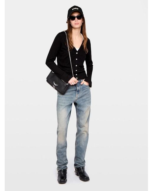 Zadig & Voltaire Black Cardigan Jemma 100% Merino Wool